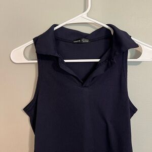 SHEIN Dark Blue Collared Tank Top